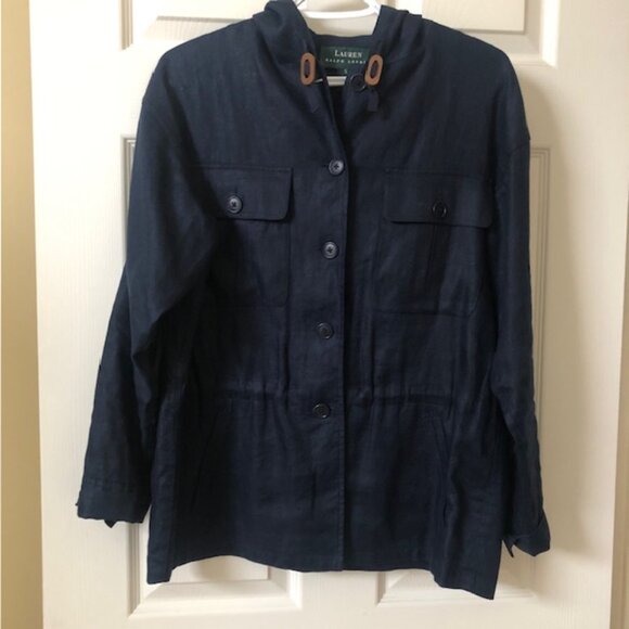 Linen Ralph Lauren Jacket / Shacket, Navy - Size Small - Picture 3 of 8